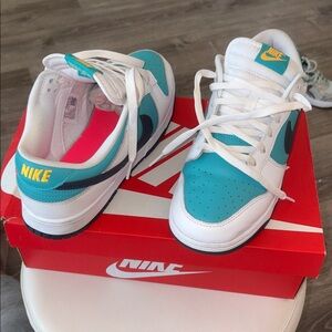Nike Dunk Turquoise and White Athletic Shoes